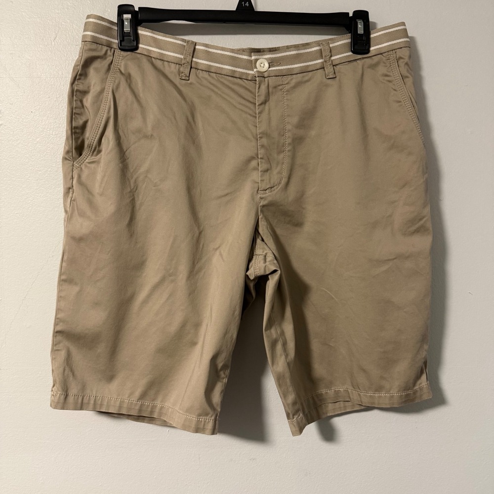 Hugo Boss Clyde Mens 36R Tan Khaki Stretch Chino Shorts Regular Fit 11" Inseam